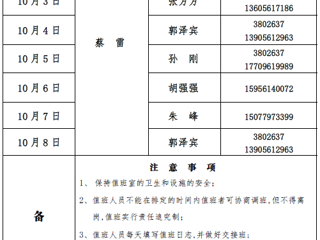 beat365亚洲体育官方网站（滨湖校区）后勤服务与管理处2017年中秋、国庆假期值班表