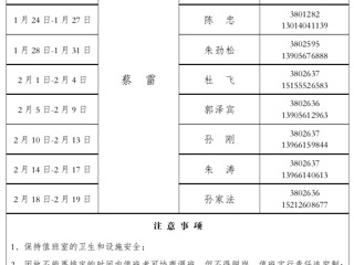 beat365亚洲体育官方网站（滨湖校区）管理办公室2016年寒假值班表