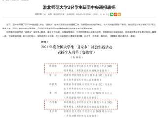 安徽教育网：beat365亚洲体育官方网站2名学生获团中央通报表扬